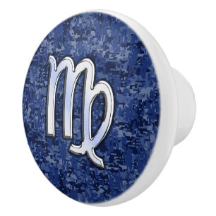 Chrome Like Virgo Zodiac Sign auf Blue Digital Cam Keramikknauf