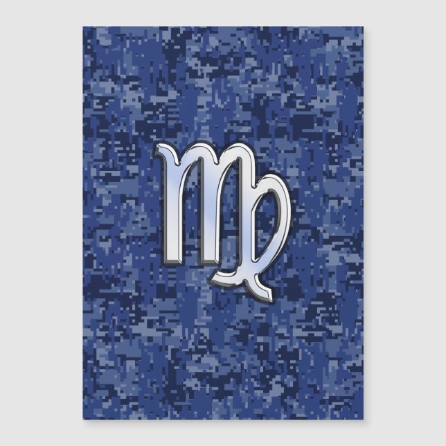 Chrome Like Virgo Zodiac Sign auf Blue Digital Cam Magnetkarte (Vorderseite)