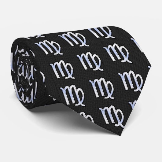 Chrome Like Virgo Zodiac Sign auf Schlangenhaut Krawatte (Gerollt)