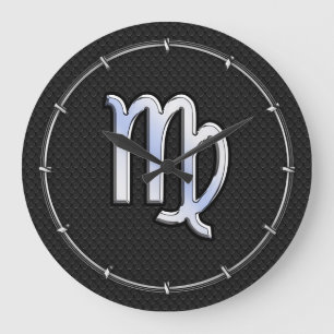 Chrome Like Virgo Zodiac Sign in snake skin Große Wanduhr