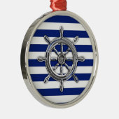 Chrome Like Wheel auf Nautical Stripes Ornament Aus Metall (Rechts)