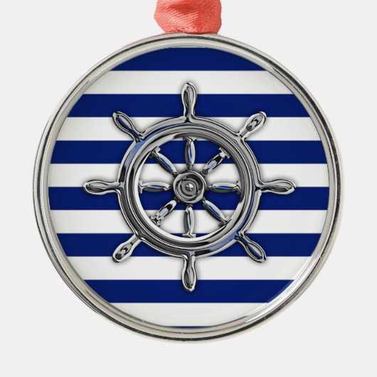 Chrome Like Wheel auf Nautical Stripes Ornament Aus Metall (Vorne)