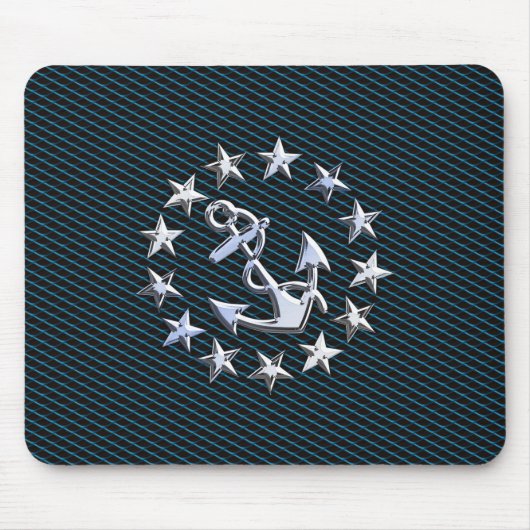 Chrome like Yacht Flag Automotive Grille Print Mousepad (Vorne)