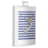 Chrome Marlin on Navy Stripes Print Flachmann (Rechts)