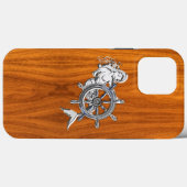 Chrome Mermaid auf Teak Veneer Print Case-Mate iPhone Hülle (Rückseite (Horizontal))