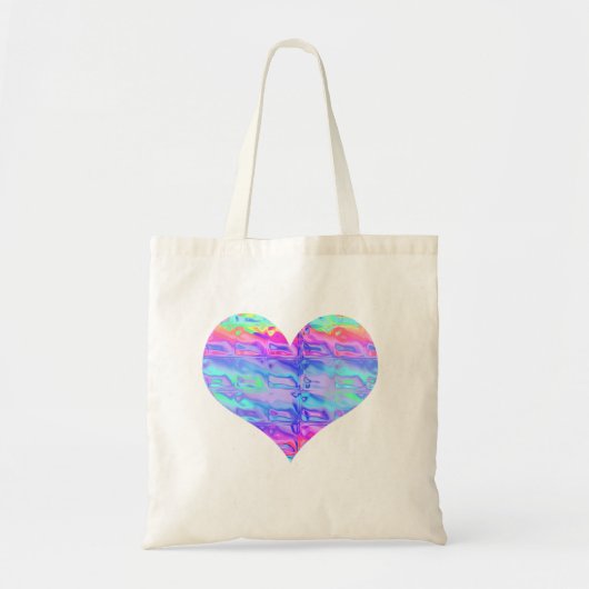 Chrome Metallic Neon Rainbow Heart Tragetasche (Vorne)