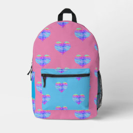 Chrome Metallic Neon Rainbow Herzspass Bedruckter Rucksack