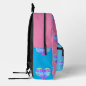 Chrome Metallic Neon Rainbow Herzspass Bedruckter Rucksack (Links)