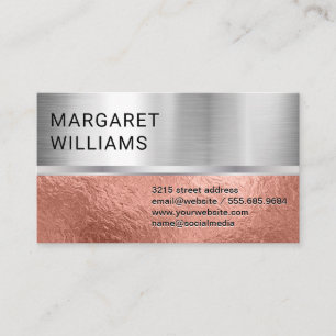 Chrome Metallic Rose Gold Foil Visitenkarte