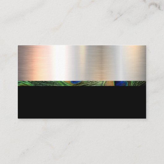 Chrome Metallic | Schwarz | Peacock Pattern Visitenkarte (Rückseite)