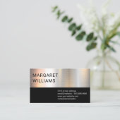 Chrome Metallischer Schwarzer Farbblock Visitenkarte (Stehend Vorderseite)