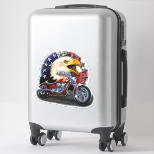 Chrome Motorrad Chopper Patriotic Eagle USA Flag Aufkleber