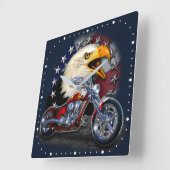 Chrome Motorrad Chopper Patriotic Eagle USA Flag Quadratische Wanduhr (Winkel)