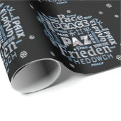 Chrome Multilingual Peace Packpaper auf schwarz Geschenkpapier (Rolleneckpunkt)