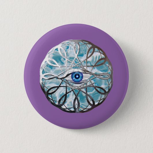 Chrome Mystical Eye Design Button (Vorderseite)