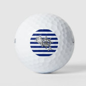 Chrome Nautical Mermaid Print auf Navy Strips Golfball (Vorderseite)