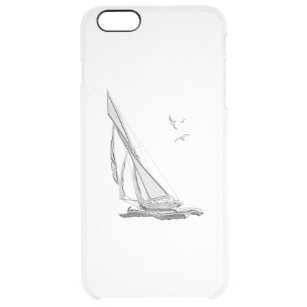 Chrome Nautical Sail Boat Print Durchsichtige iPhone 6 Plus Hülle