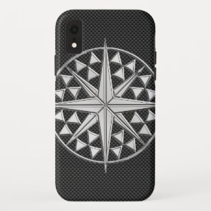 Chrome Nautical Star auf Kohlenstofffaser Case-Mate iPhone Hülle
