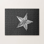 Chrome Nautical Star auf Kohlenstofffaser Puzzle (Horizontal)