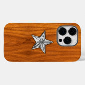 Chrome Nautical Star auf Teak Wood Print Case-Mate iPhone Hülle (Rückseite (Horizontal))