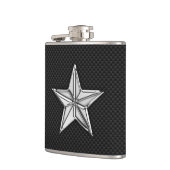 Chrome Nautical Star on Carbon Fibre Print Flachmann (Links)