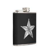 Chrome Nautical Star on Carbon Fibre Print Flachmann (Rechts)