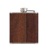 Chrome Nautical Wheel auf Nass Mahogany Print Flachmann (Rückseite)