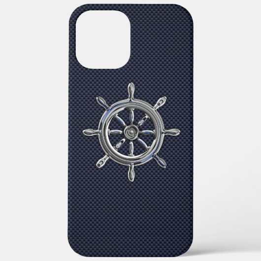 Chrome Nautical Wheel on Carbon Fibre Print Case-Mate iPhone Hülle (Rückseite)