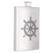 Chrome Nautical Wheel Print Flachmann (Rechts)