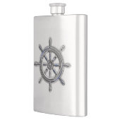 Chrome Nautical Wheel Print Flachmann (Links)