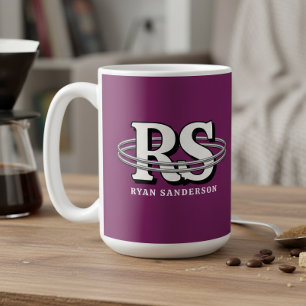 Chrome-Orbit-Monogramm Initialen in jeder Farbe ID Kaffeetasse