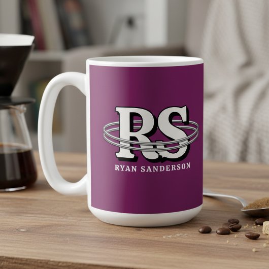 Chrome-Orbit-Monogramm Initialen in jeder Farbe ID Kaffeetasse