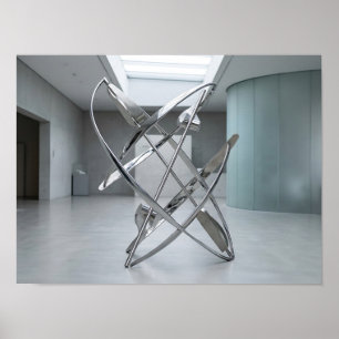 Chrome-Orbital-Skulptur Minimale futuristische Kun Poster