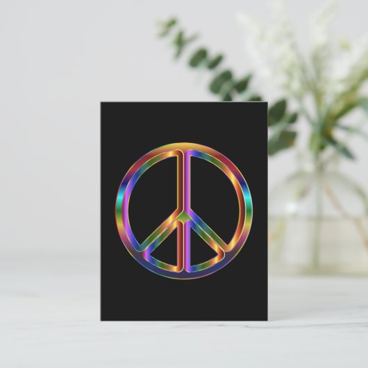 Chrome Peace Sign Postkarte (Stehend Vorderseite)