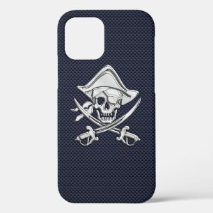Chrome Pirate auf Carbon Fibre Print iPhone 12 Pro Hülle