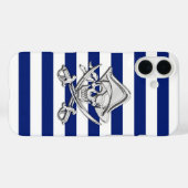Chrome Pirate Crossbones auf Navy Strips Case-Mate iPhone Hülle (Rückseite (Horizontal))