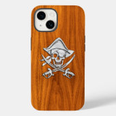 Chrome Pirate Crossbones auf Teak Wood Case-Mate iPhone Hülle (Rückseite)