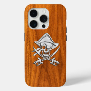 Chrome Pirate Crossbones auf Teak Wood Case-Mate iPhone Hülle