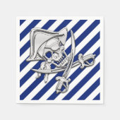 Chrome Pirate Nautical on Navy Stripes Print Serviette (Vorderseite)