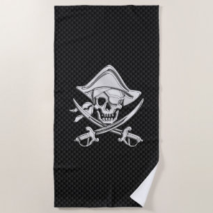 Chrome Pirate on Carbon Fibre Print Decor Strandtuch