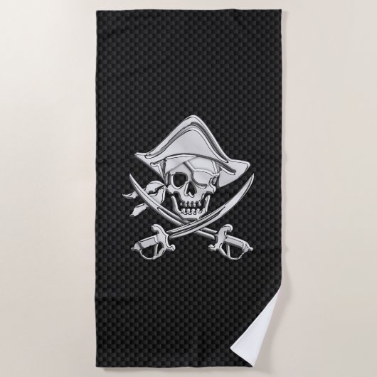 Chrome Pirate on Carbon Fibre Print Decor Strandtuch (Vorderseite)