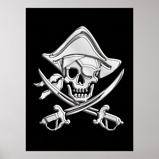 Chrome Pirate Skull Poster (Vorne)