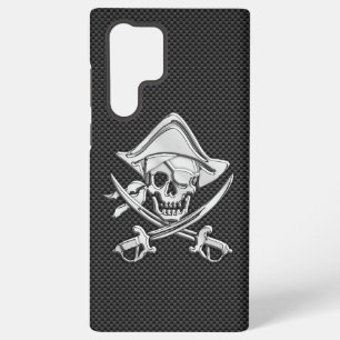 Chrome-Piratenschädel-Kohlenstofffaser-Stil Samsung Galaxy Hülle
