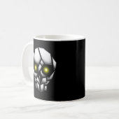 Chrome Plumpsschädel mit leuchtenden Augen Kaffeetasse (Vorderseite Links)