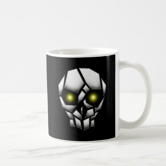 Chrome Plumpsschädel mit leuchtenden Augen Kaffeetasse (Rechts)