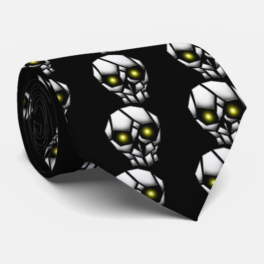 Chrome Plumpsschädel mit leuchtenden Augen Krawatte (Gerollt)