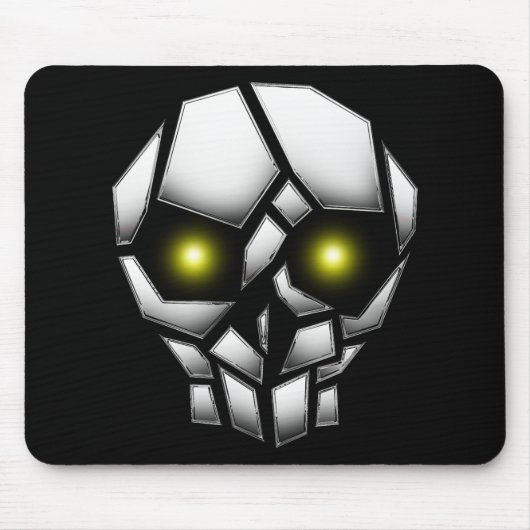 Chrome Plumpsschädel mit leuchtenden Augen Mousepad (Vorne)