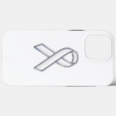 Chrome Print Belted White Ribbon Awareness Case-Mate iPhone Hülle (Rückseite (Horizontal))