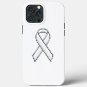 Chrome Print Belted White Ribbon Awareness Case-Mate iPhone Hülle (Rückseite)