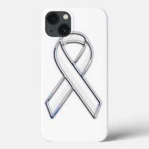 Chrome Print Belted White Ribbon Awareness iPhone 13 Hülle
